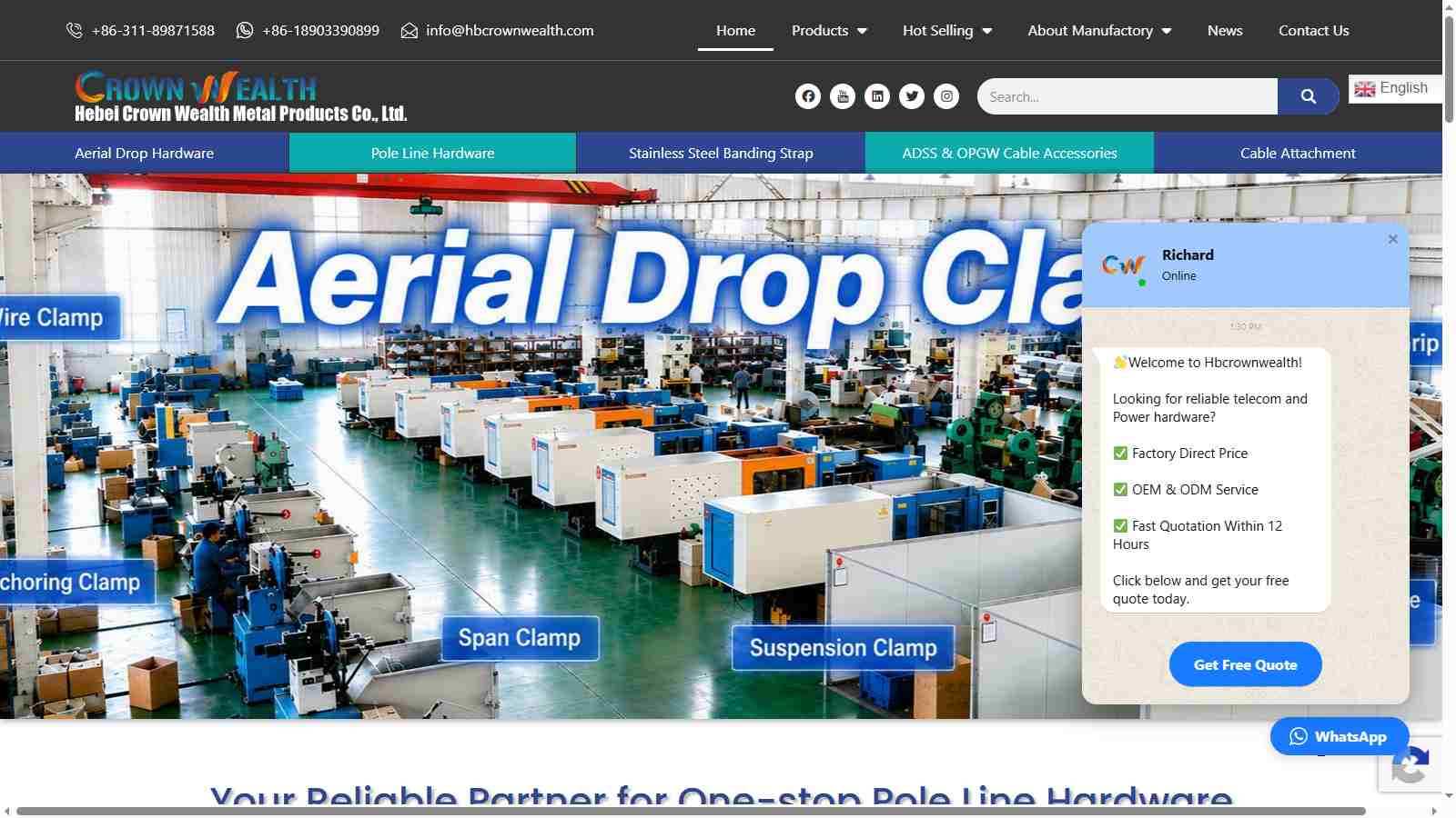 Hebei Crown Wealth Metal Products Co., Ltd - fiber optic cable clamp supplier website