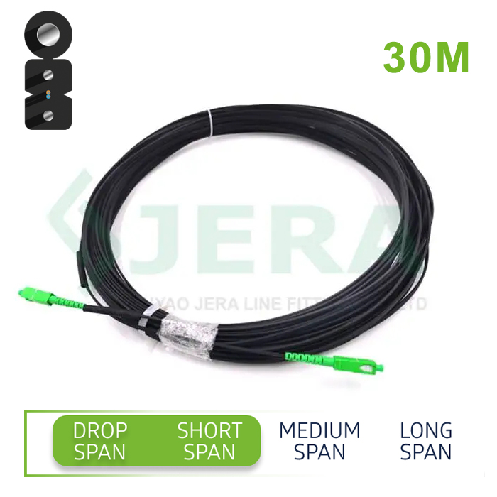 გარე FTTH წვეთი კაბელი patchcord SC/APC 30M