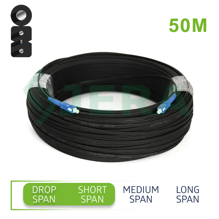 Outdoor FTTH drop cable patchcord SC UPC 50M